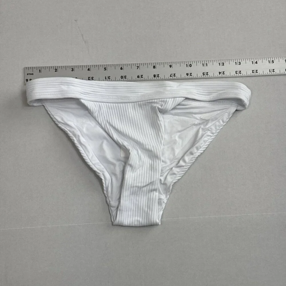 Andie Women's XS Banded Cheeky Rib Swim Bottom Bikini‎ White NWT